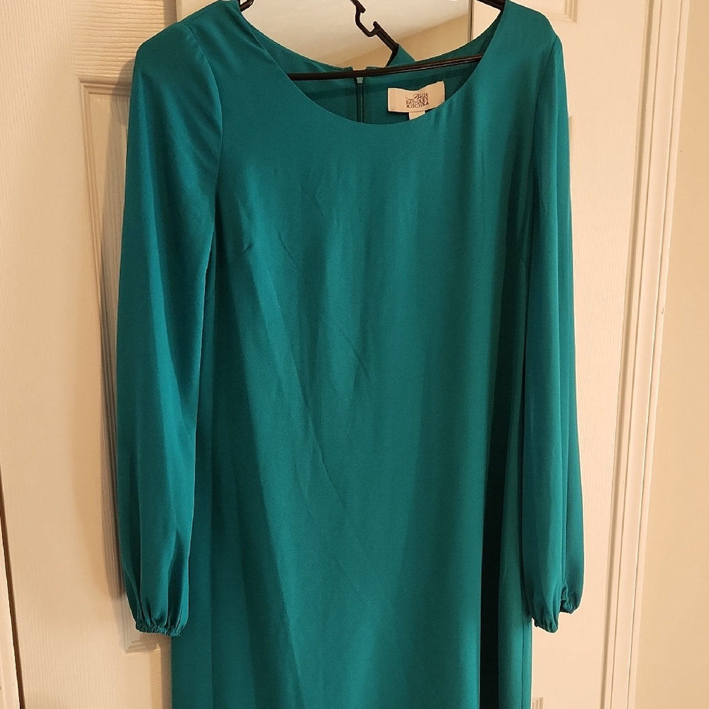 Badgley Mischka Teal Long Sleeve Dress